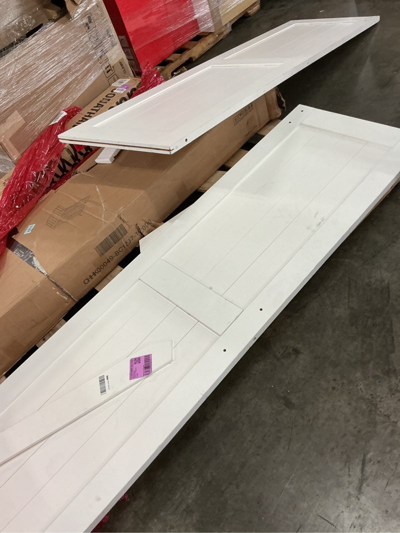 Condition photo showing As Is for easelife 48in x 84in (double 24in×84in door) barn door with 8ft sliding door hardware & handle included,diy assemblely,easy install,water-proof,apply to interior exterior rooms,k-frame,white 24"x84" double door + 8' track kit