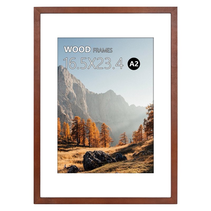 A2 Poster Frame, A2 Picture Frame (16.5 x 23.4 inches), Solid Wood Natural Wood Poster Frame-Horizontal and Vertical Wall Hanging for Home, Exhibition, Caffe(Natural)