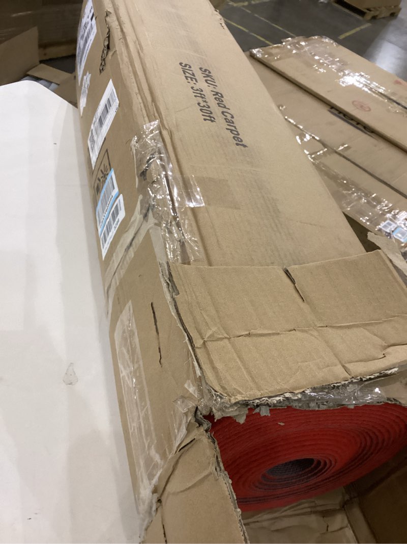 Condition photo showing Good Condition for PBHEPJ 3ft x 30ft Extra Thick Red Carpet Runner for Party, Non-Slip TPR Rubber Backed red Rug, Wedding and Events Decorations, Reusable