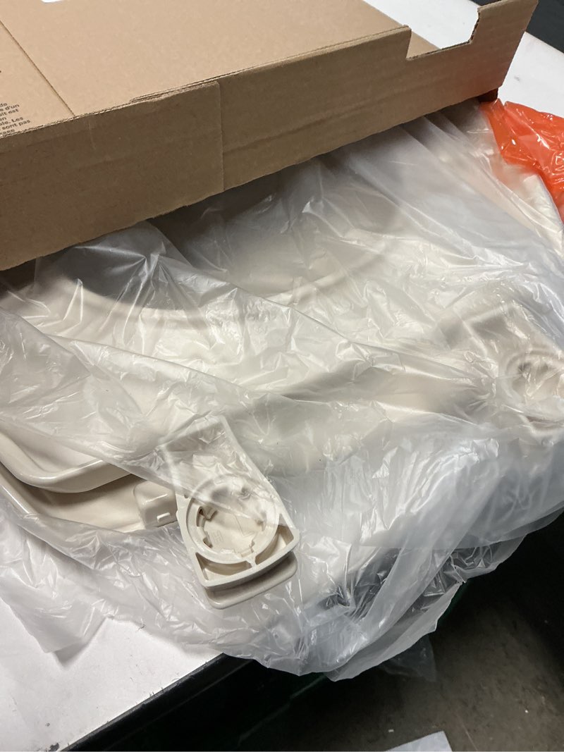 Condition photo showing As Is for bemis 7300slec slow close toilet seat, easy clean hinges and durable plastic seat, made in usa, elongated, bone elongated bone