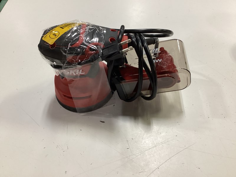 Condition photo showing As Is for skil 5” random orbital sander with cyclonic dust box & 3pc sanding sheet - sr211601, multicolor 5 inches orbital sander