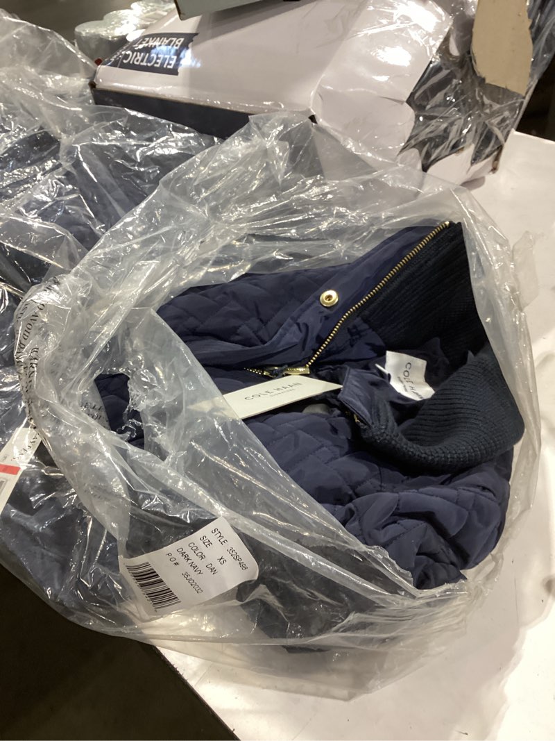 Condition photo showing Good Condition for Cole Haan Women's Signature Belted Jacket Dark Navy X-Small