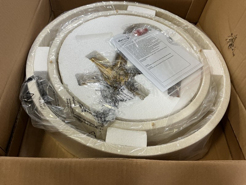 Condition photo showing New/Like New for 20”Hand Woven Rattan Chandelier Boho Pendant Light Adjustable Coastal Pendant Light for Kitchen Island Dining Living Room, White, UL Listed A-White