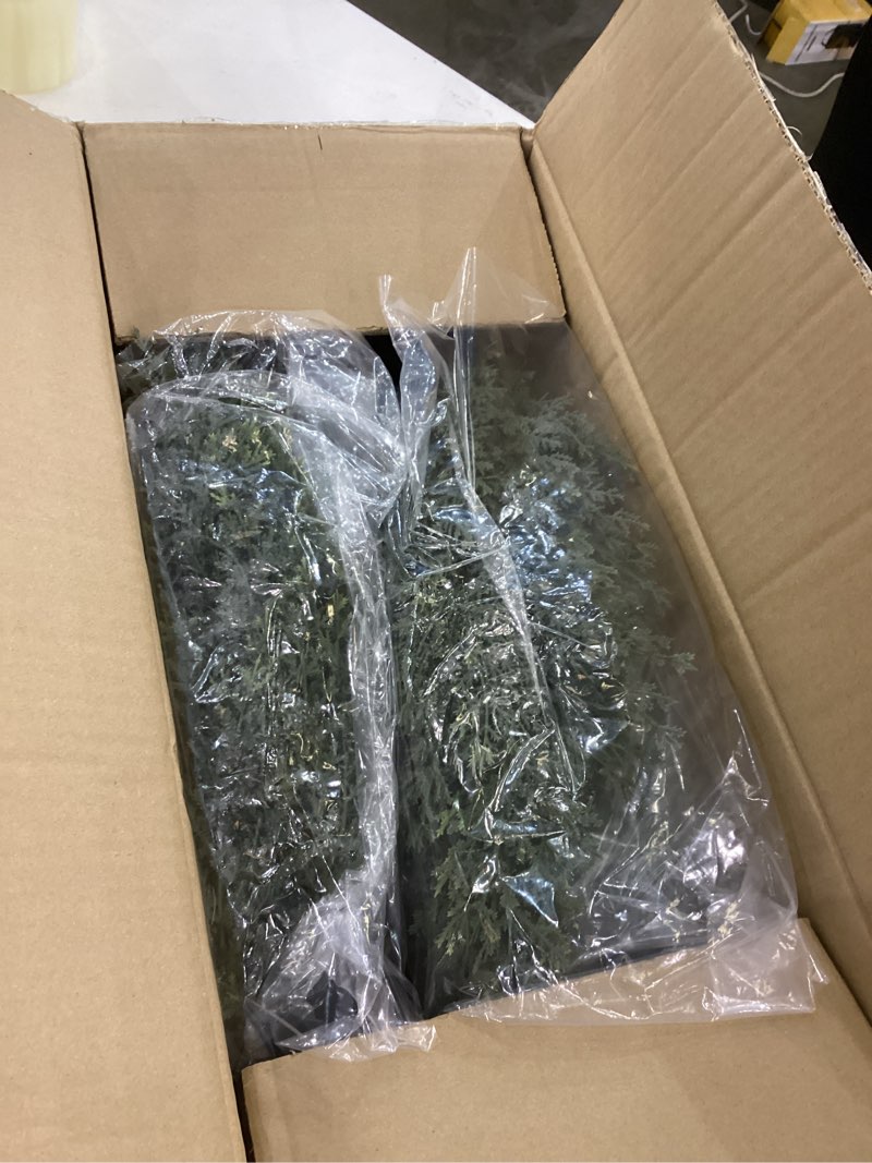 Condition photo showing New/Like New for 2 Set 3 ft Christmas Artificial Cedar Trees with Ground Spike UV Resistant Artificial Topiary Tree Outdoor Fake Shrub Plants Potted Pine for Porch Garden Entryway Front Door Decor