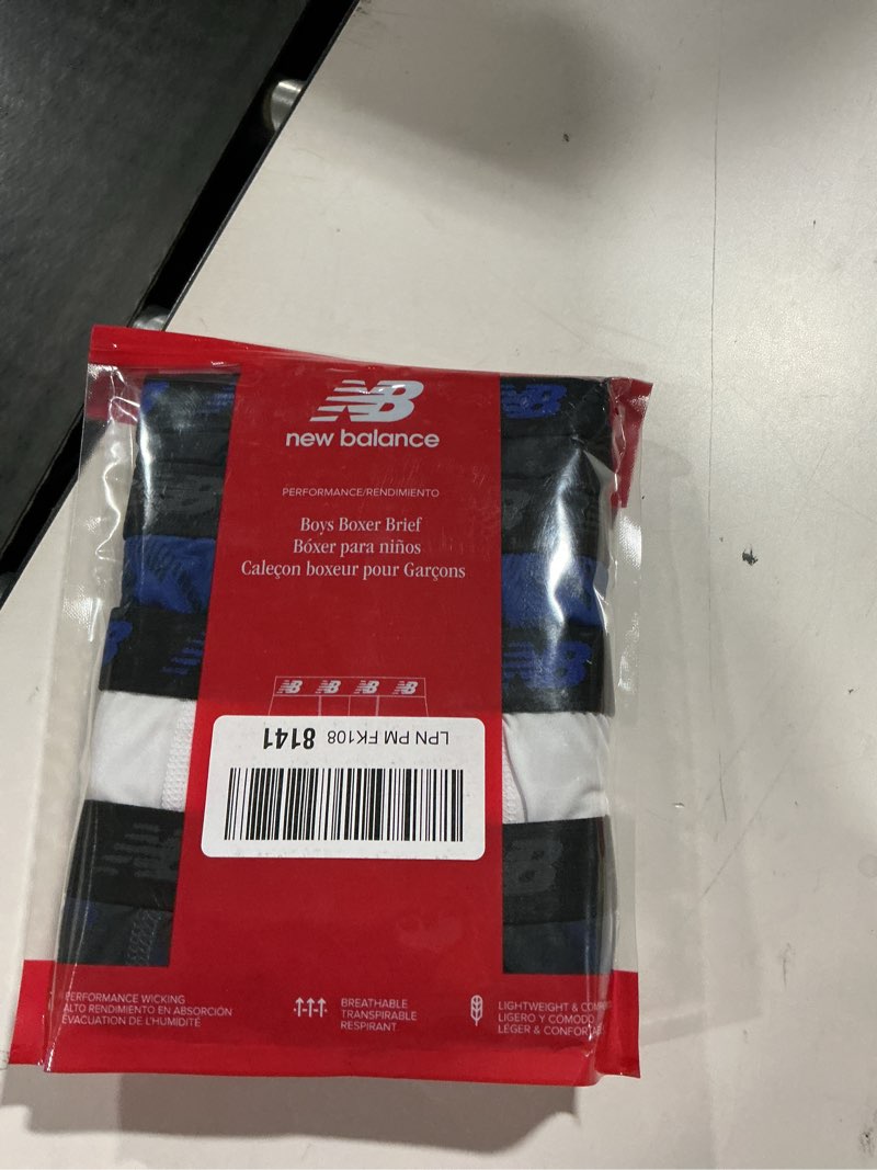 New Balance Boys' 3.5" Underwear, Performance Boxer Briefs (4 Pack), Black/Team Royal/White/Magnet P