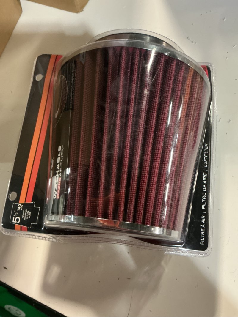 Condition photo showing Good Condition for k&n high-flow original lifetime universal clamp-on air filter: high performance, premium: flange diameter: 4 in, filter height: 5.5 in, flange length: 1.125 in, shape: round tapered, rg-1001rd (pack of 1)