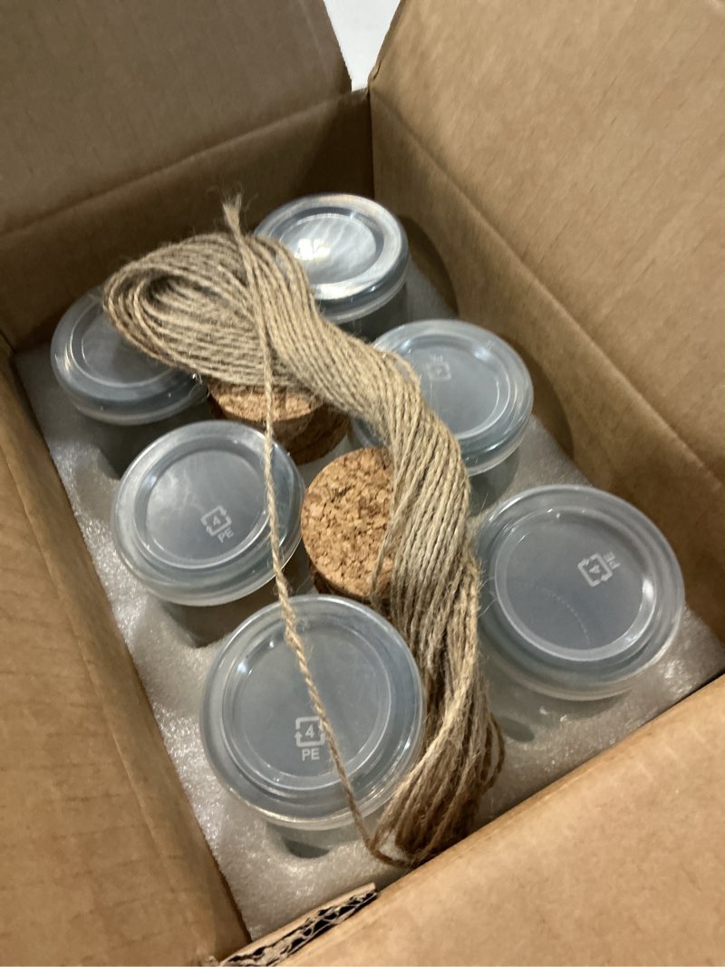 Condition photo showing New/Like New for yogurt containers with cork lids 6 pcs,7 oz glass jars with lids | pudding containers with lids, mason jar wedding favors honey pot with label tags and string for baby shower party favors