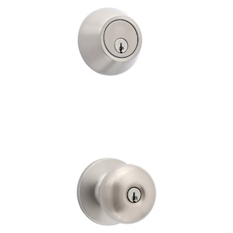 reliabilt baron satin nickel exterior single-cylinder deadbolt and keyed entry
