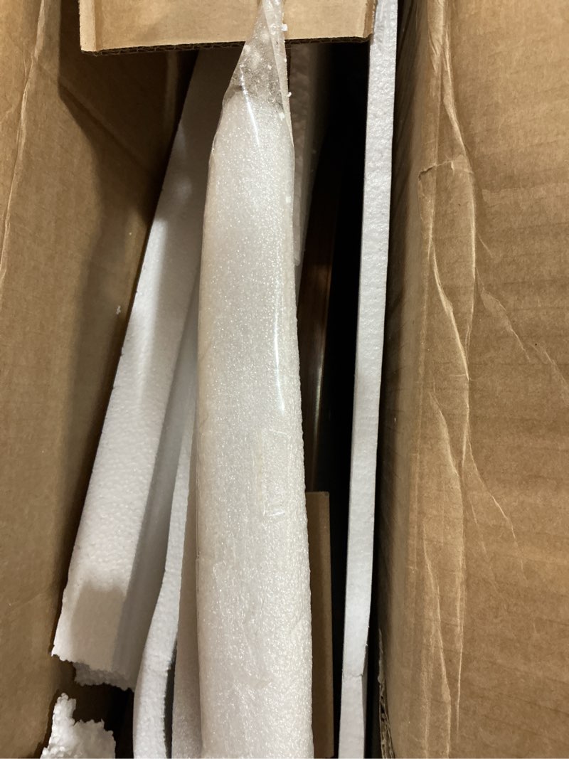 Condition photo showing As Is for Coffee Table for Living Room, Modern Round Coffee Table with Cabinets & Sliding Doors, Home Small Space, 29.9" Fluted Center Table, Walnut Walnut_lsj031-wa