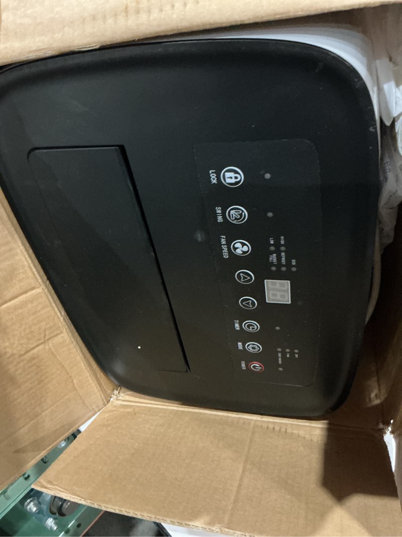 Condition photo showing As Is for waykar 150 pint 7,000 sq.ft dehumidifier for basement & home, large room, smart compressor dehumidifier with drain hose & tank for commercial, 30%-80% humidity control, 92° auto swing, auto defrost. 150 pints 7000 sq. ft