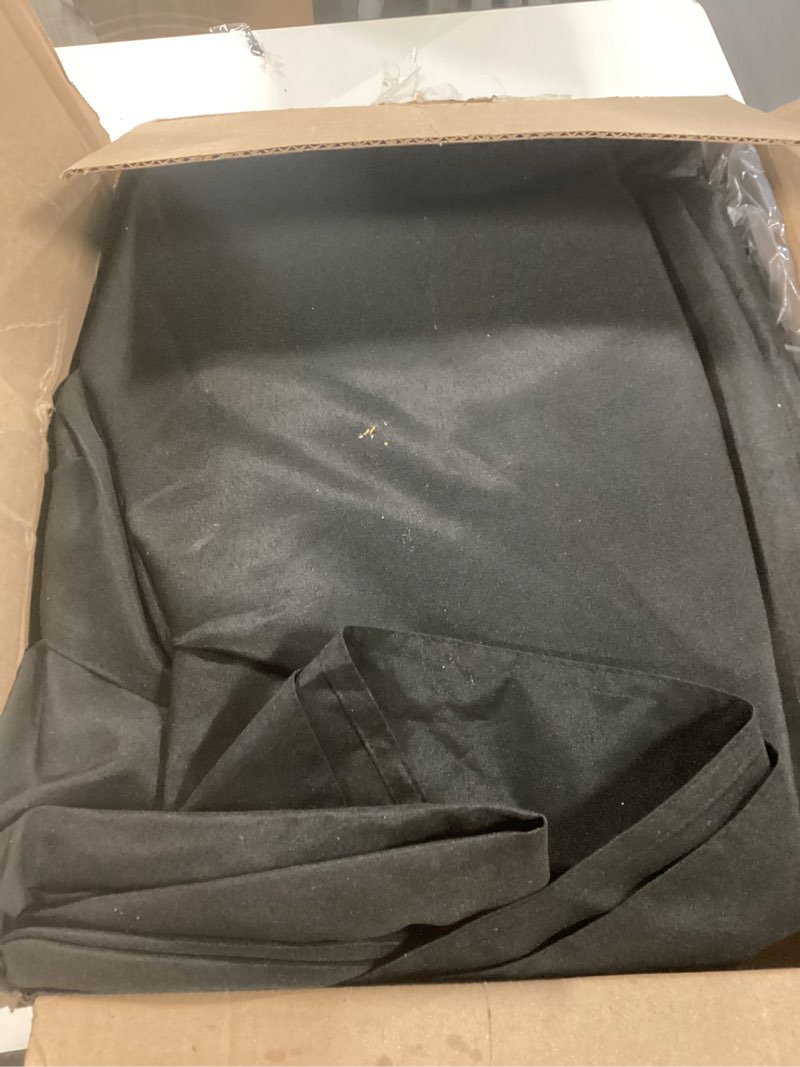 Condition photo showing As Is for obstal 6 pack black tablecloth fitted table clothes for 6 foot rectangle tables - water resistant washable fabric polyester rectangle table cover for outdoor/indoor uses?72l x 30w x 30h inches, black? 6ft | 6 pack black