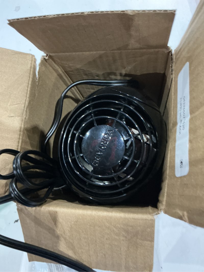 Condition photo showing As Is for vornado flippi v6 compact air circulator fan, adjustable head, 2 speeds, black