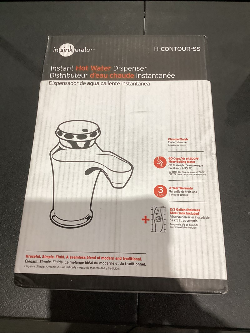 Condition photo showing Good Condition for InSinkErator Invite Contour Instant Hot Water Dispenser System - Faucet & Tank, Chrome, H-CONTOUR-SS