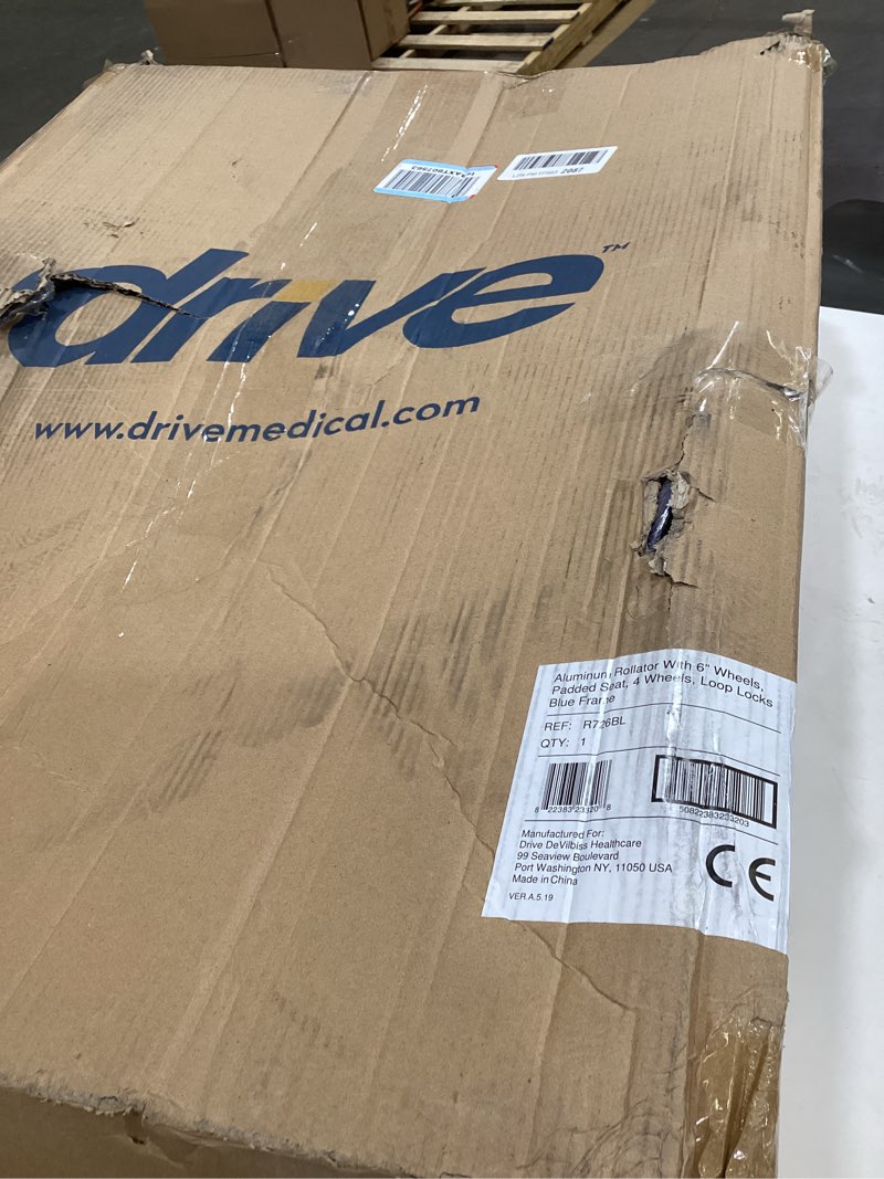 Condition photo showing Good Condition for Drive Medical Aluminum Rollator Walker - Fold Up - Padded Seat - 6 Inch Wheels - Lightweight Portable Design - Indoor Outdoor Mobility Aid - Blue Blue 1 Count (Pack of 1)