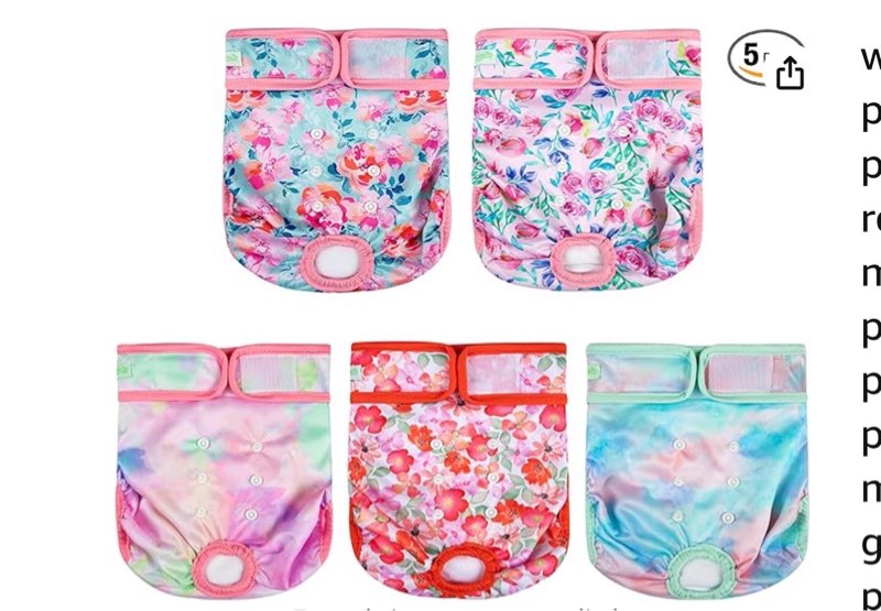 wegreeco female dog diapers, washable reusable pet puppy doggie diapers for small medium large femal  3 pack