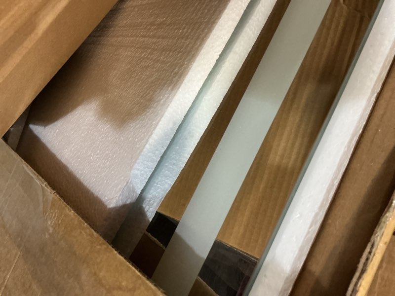 Condition photo showing Good Condition for koonmi 30x36 led bathroom mirror, backlit + front lit, led bathroom mirror with lights for wall, 3 colors, anti-fog, dimmable brightness, memory function, tempered glass 3 color modes 36"l x 30"w