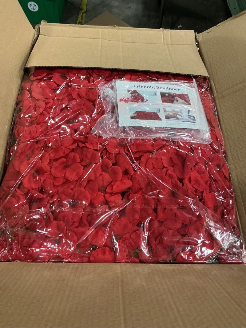 Condition photo showing Good Condition for blosmon flower wall backdrop red - 6 pcs 24 x 16 inch artificial hydrangea floral panels for wedding party baby bridal shower decor - fake 3d silk flower backdrop decoration red 6