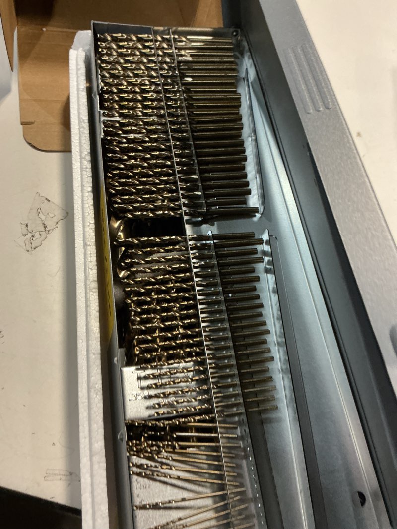 Condition photo showing Good Condition for cobalt drill bit set, 115pcs m35 high speed steel bits for hardened metals, stainless steel, cast iron and wooden plastics, with sturdy iron box 115pcs cobalt drill-sturdy iron box