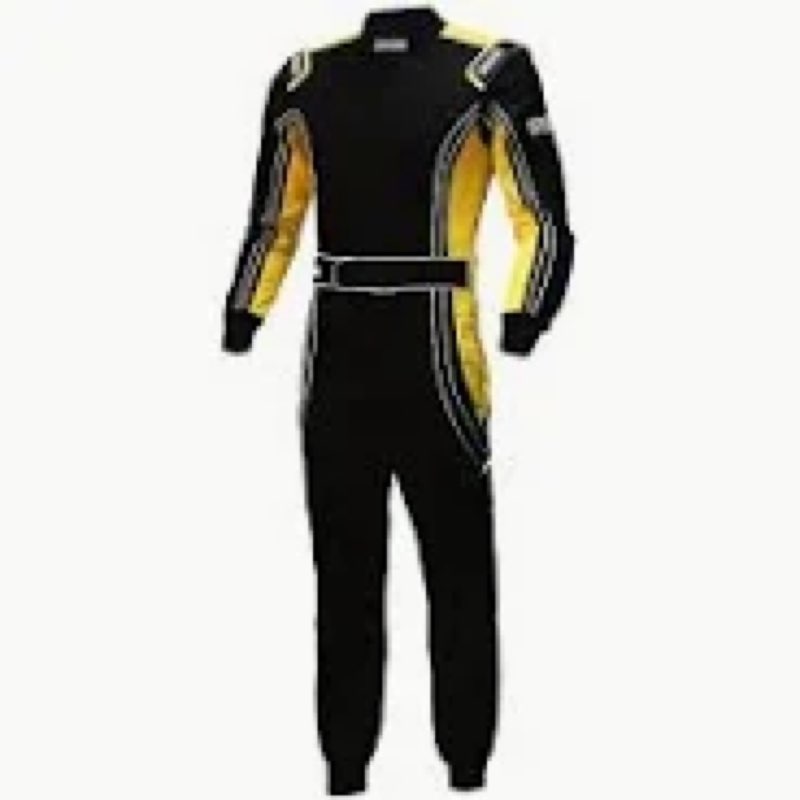 J-RACING® Racing Suit Karting Suit/Race/Rally Go Kart Auto Racing Fire SFI 3.2A/1 (Black/Yellow-L)