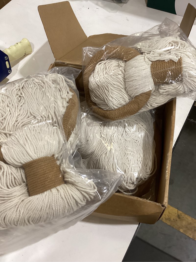 Condition photo showing Good Condition for tegeme 3-piece macrame wall hanging large boho wall decor set extra large beige boho spherical knot tapestry with long fringe handmade cotton yarn art for living room(irony,classic) irony classic