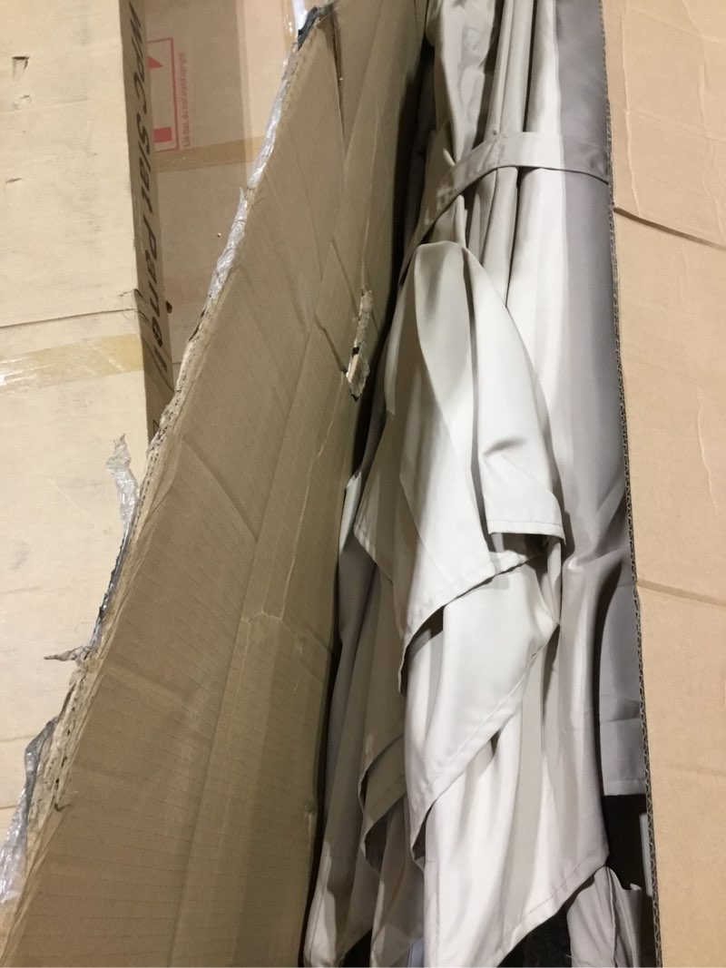 Condition photo showing New/Like New for 10x13 FT Patio Umbrella, Large Cantilever Rectangular Double Top Heavy Duty Offset Umbrellas with 360° Rotation, Outdoor shade for Garden Deck Pool Patio, Beige Beige 10'x13’
