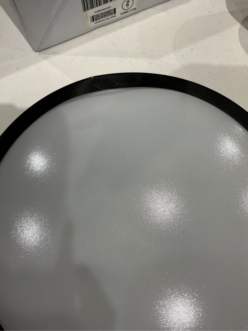 Condition photo showing As Is for westinghouse lighting 6117400 traditional one-light, 11 inch 20 watt led indoor flush mount ceiling light fixture, matte black finish, acrylic shade