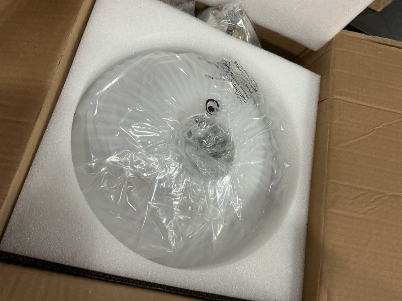 Condition photo showing Good Condition for kco lighting 11.8‘’ white ribbed glass semi flush mount ceiling light large milk glass ceiling lights fixture brushed gold flush mount bathroom light mid century modern entry lights