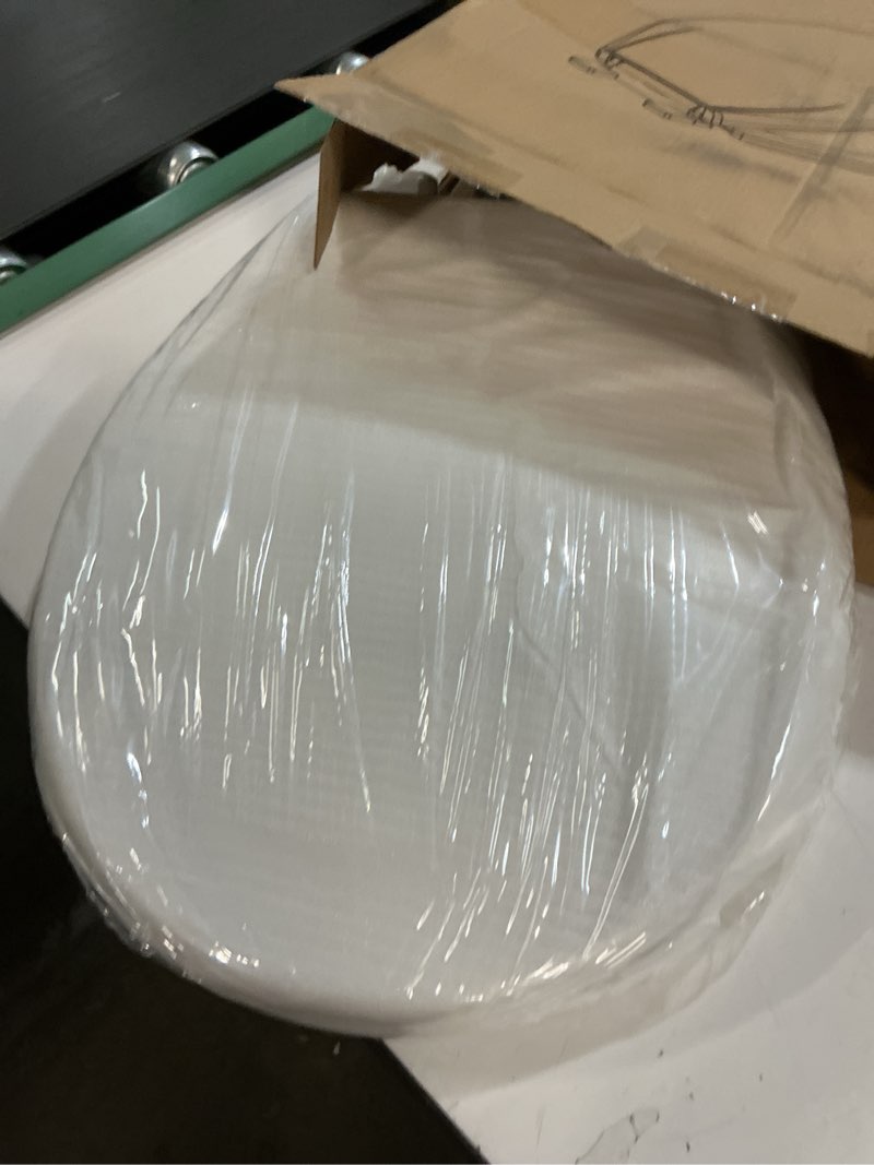 Condition photo showing New/Like New for garveetech round toilet seat with soft close, white toilet lid with quiet slow-close & easy installation for most round toilets, easy clean pp material, quick-release feature