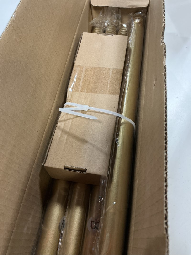 Condition photo showing New/Like New for Gold Curtain Rod, 1 Inch Adjustable Heavy Duty Curtain Rods for Windows 48 to 84 Inch, Decorative Modern Window Treatment Rods, Telescopic Splicing Metal Drapery Pole, Easy Installation