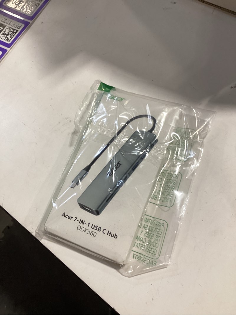 Condition photo showing New/Like New for Acer USB C Hub, 7 in 1 Multi-Port Adapter for Laptop, 4K, HDMI Splitter with 2 USB A 3.1 & Type-C to HDMI Data Port, PD 100W Charging, SD Card Reader for Computer, Desktop, Space Grey