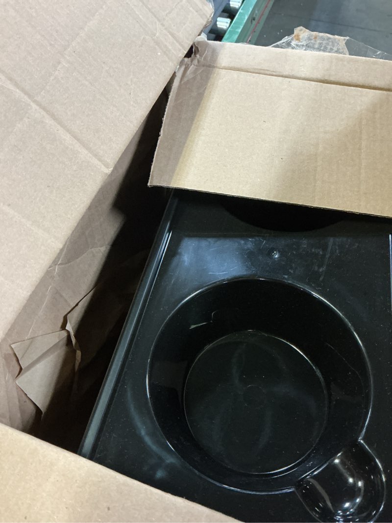 Condition photo showing As Is for IRIS USA Elevated Dog Bowls with Storage, 9" H Raised Bowl for Small Dogs, Airtight Pet Food Storage Holds Up to 13 lbs, at Home or Camping, Smoke/Black Medium - 9"H Smoke