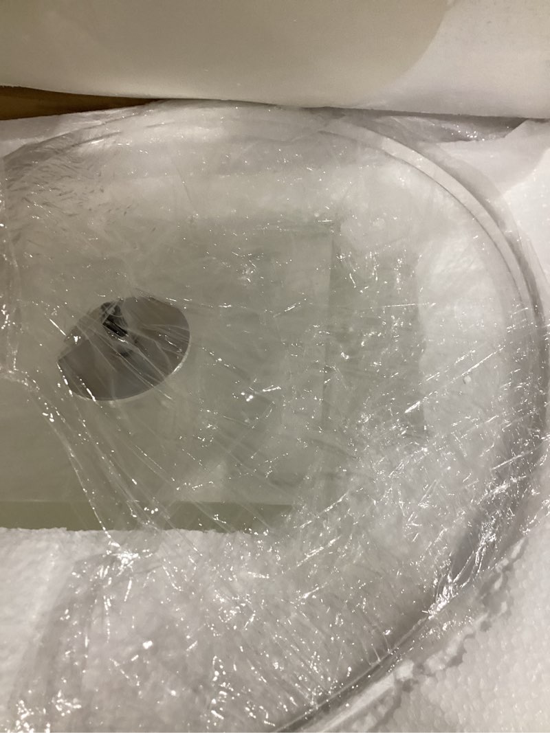 Condition photo showing Good Condition for clear acrylic end table,side table,for livingroom,13.5 x 13.5 inch, 23 inch high clear and brushed brass