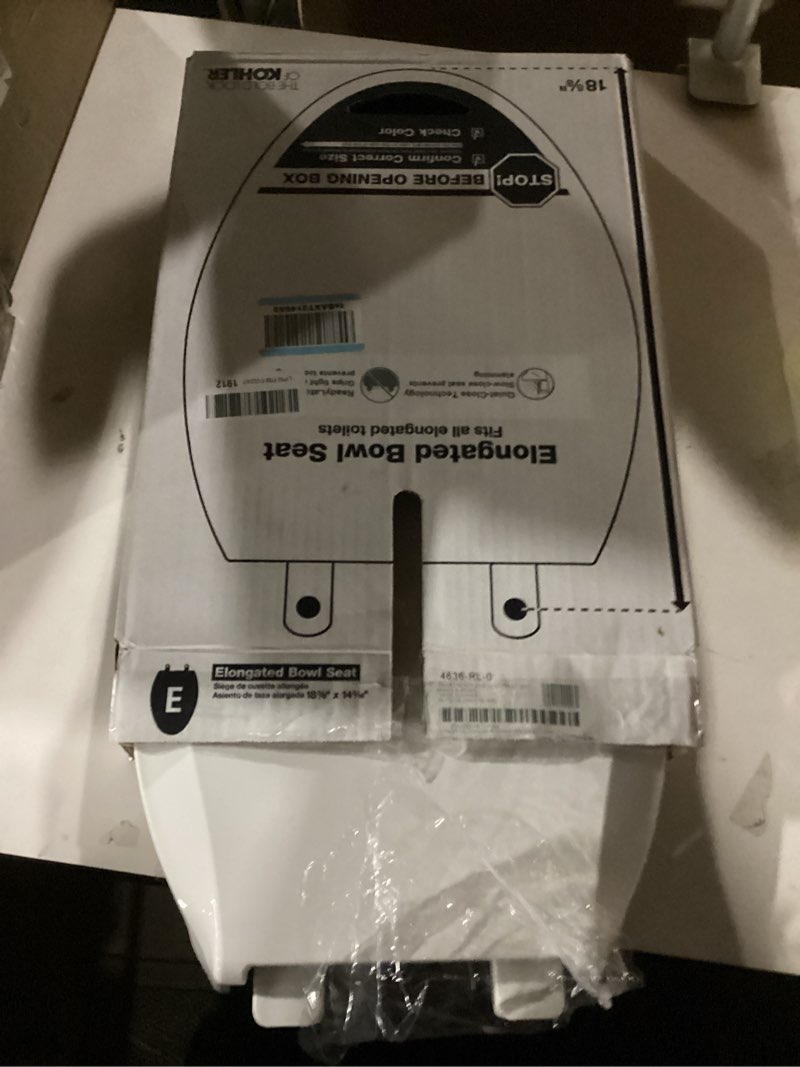 Condition photo showing As Is for K-4636-RL-0 Elongated Toilet Seat Replacement for KOHLER 4636-RL-0 Elongated Bowl Toilet Seat Slow-Close, Soft Close toilet Seat and Lid, White