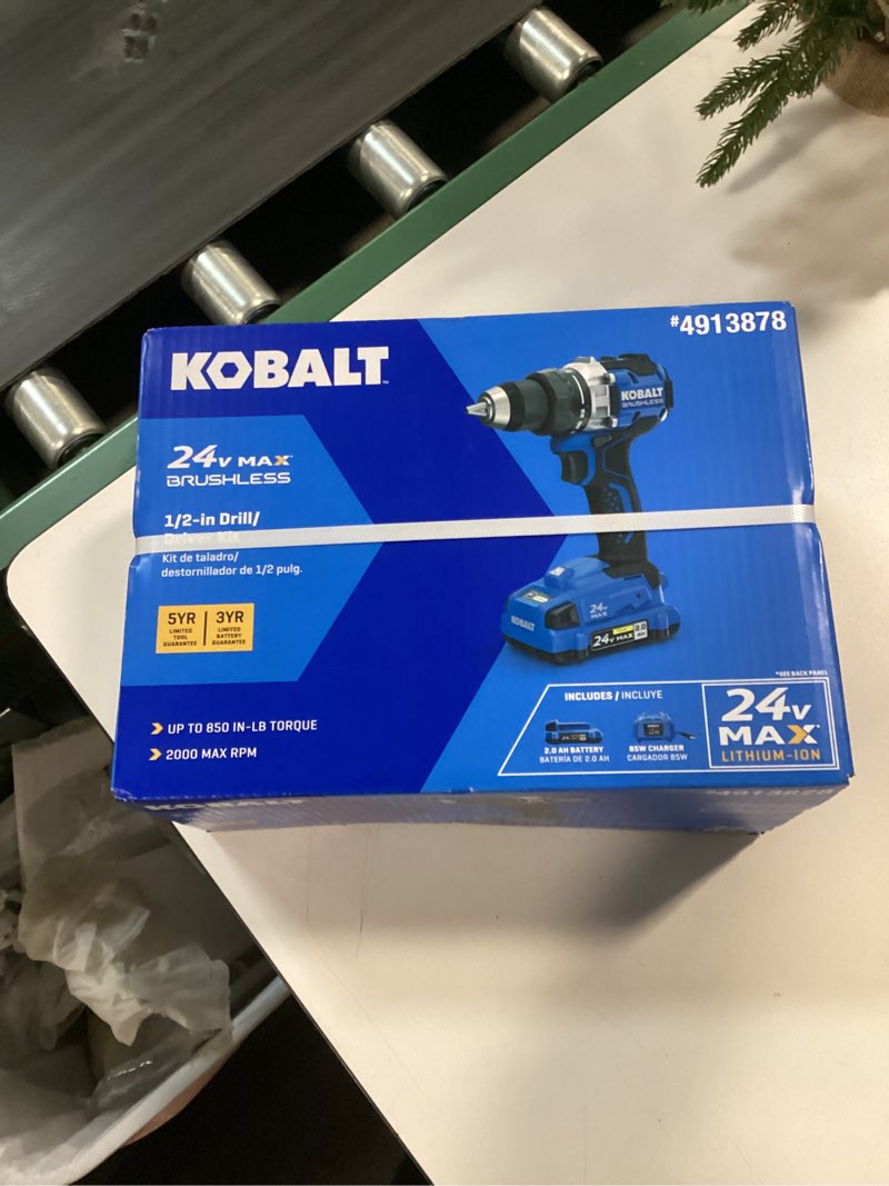 Condition photo showing New/Like New for Kobalt 24-volt 1/2-in Keyless Brushless Cordless Drill ( 1 -Batteries Included, and Charger Included ) 