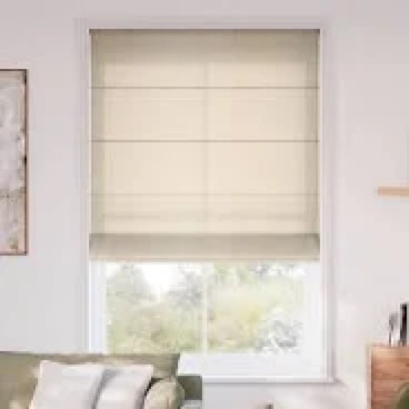 UNISHADES No Drill Top Down Bottom Up Roman Shades for Windows, 30" W x 64" H, Natural