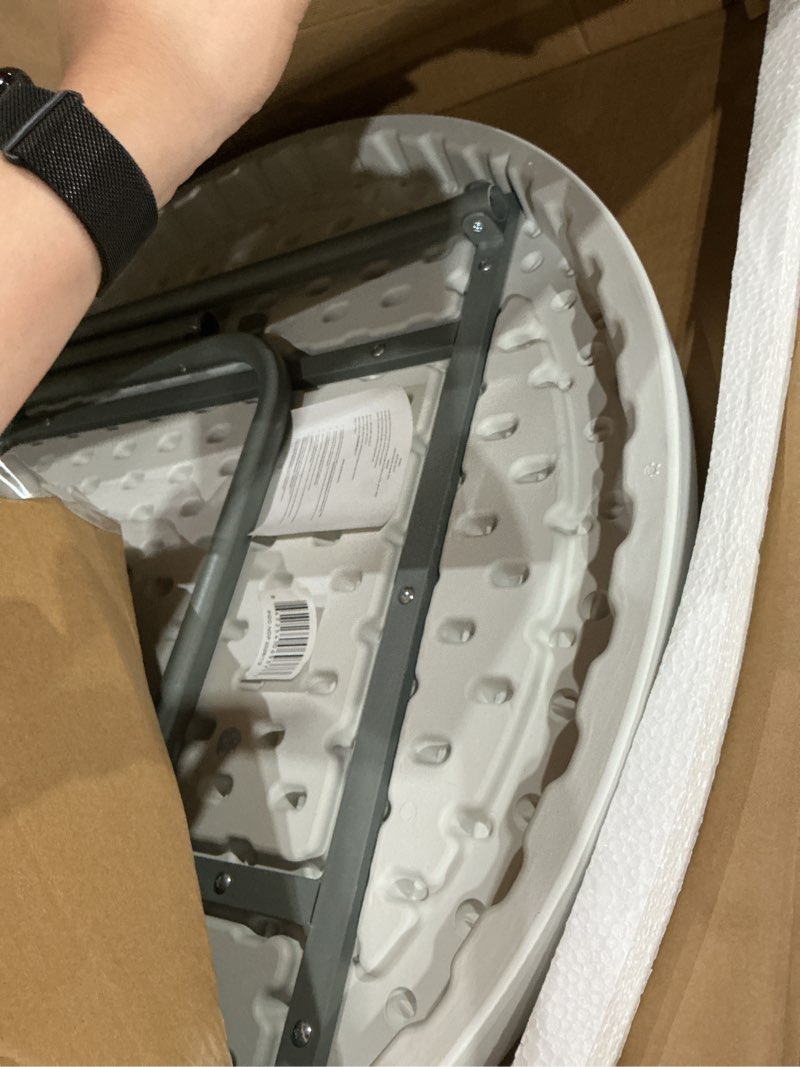 Condition photo showing Good Condition for flash furniture 2.6-foot round granite white plastic bar height folding table