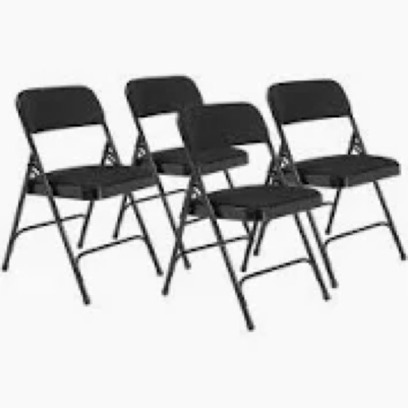 4 PACK National Public Seating 2200 Series Fabric Padded Metal Folding Chair-