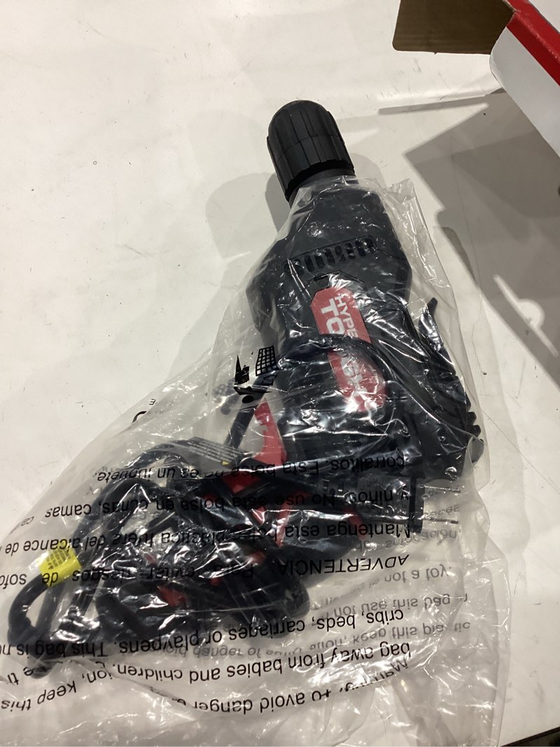 Condition photo showing Good Condition for hyper tough 5.0amp, 120 volts 3/8 inch electric drill, new condition