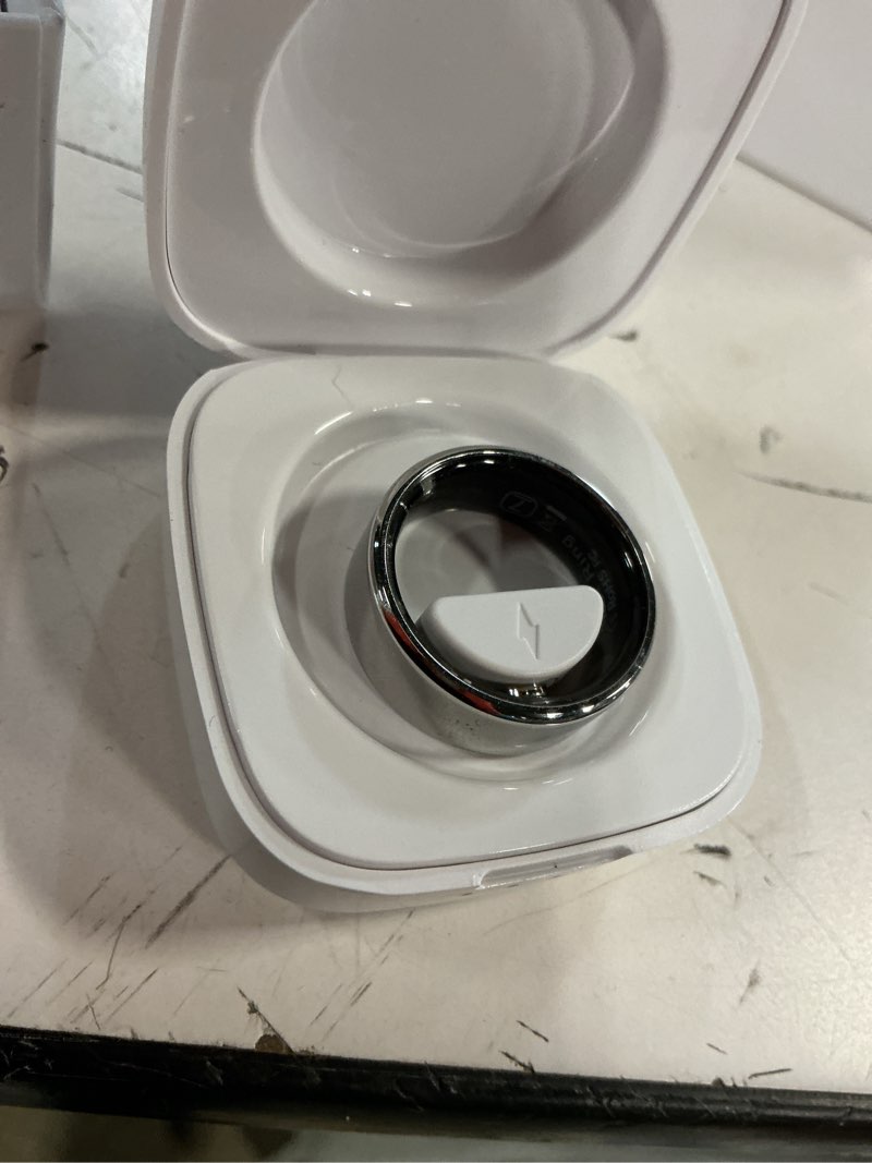 Condition photo showing As Is for smart health ring for women men,fitness rings tracker with blood pressure monitor heart rate blood oxygen sleep monitor ip68 waterproof step counter calorie tracker health rings for android ios phones silver 7