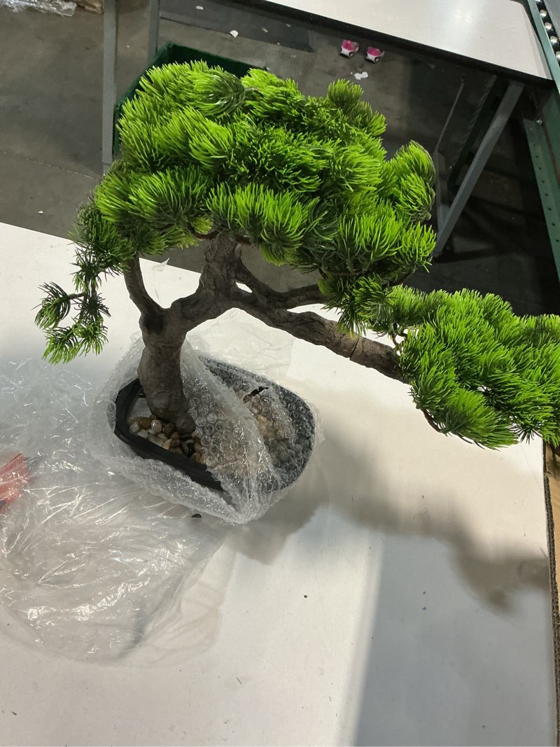 Condition photo showing Good Condition for 15in Artificial Bonsai Tree Juniper Faux Plants Indoor Big Fake Plants Decor with Ceramic Pots for Home Table Office Desk Shelf Bedroom Living Room Decorations (Green 15in)