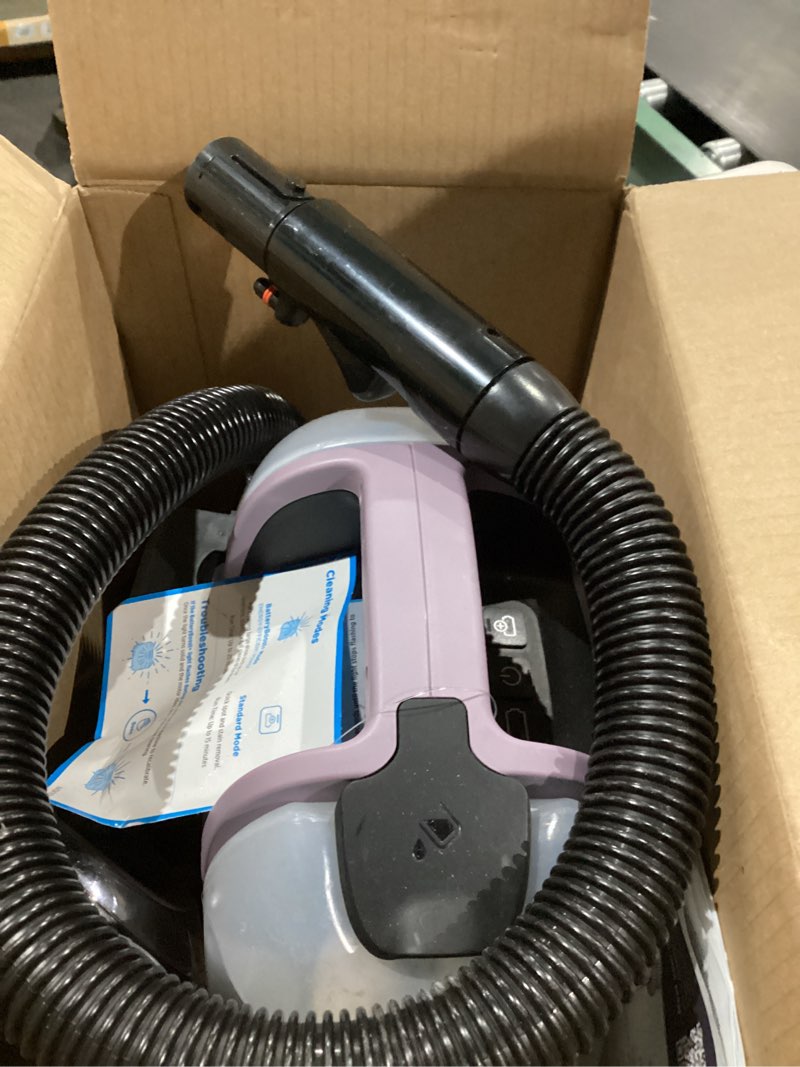 Condition photo showing Good Condition for bissell little green mini cordless portable carpet and upholstery deep cleaner, car/auto detailer, with hydrorinse self-cleaning tool and 4" tough stain tool, limited edition color dusk pink, 4015f limited edition dusk