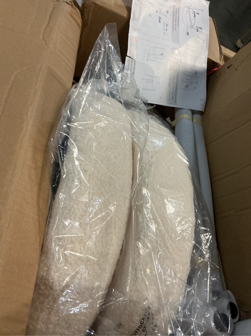 Condition photo showing New/Like New for dumos dining chairs set of 2, mid century modern chair round upholstered curved backrest, kitchen vanity living room chairs with black metal legs?light beige modern beige set of 2