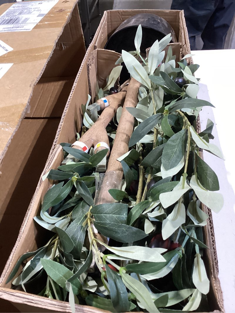 Condition photo showing Good Condition for artificial olive tree for living room decor, 6ft bendable fake plants artificial indoor, faux silk plant fake trees in potted with oliver branch leaves and fruits for modern home house office décor