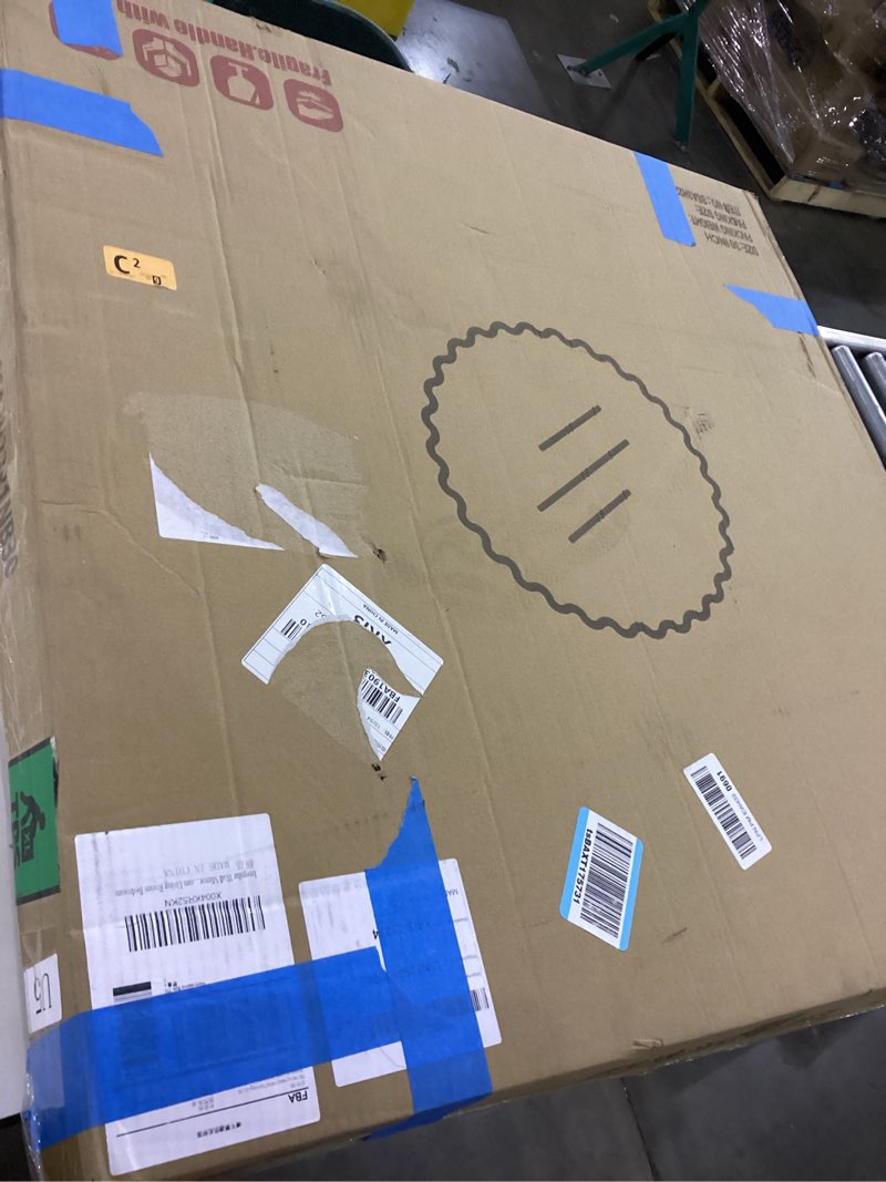 Irregular Wall Mirror,Wood Round Farmhouse Mirror Unique Vanity Mirror,30" Nature Wooden Modern Bath