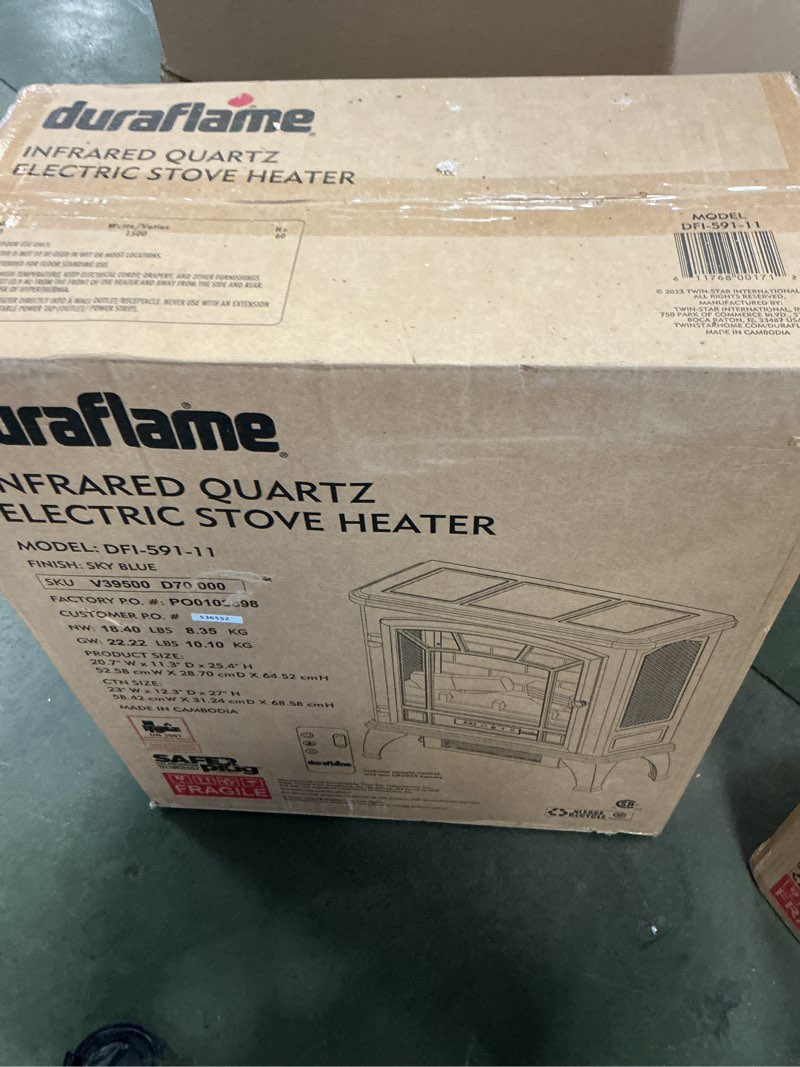 Condition photo showing New/Like New for duraflame Infrared Quartz Electric Stove Heater - DFI-591-11 - Sky Blue