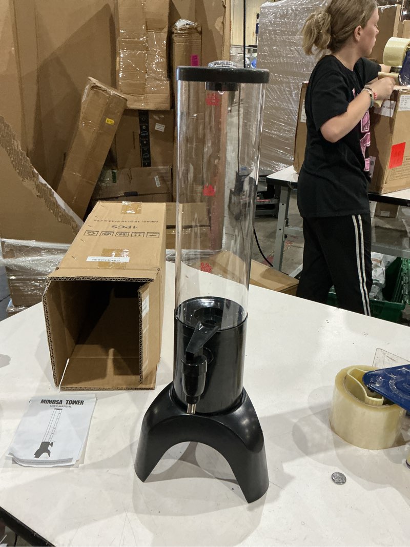 Condition photo showing Good Condition for beer dispenser margarita tower, 50oz mimosa tower dispenser with ice tube and led light, tabletop drink tower dispenser 1.6 qt for beer, margarita, liquor, beverage 1.5l-1pcs