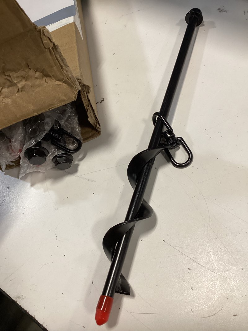 Condition photo showing New/Like New for 6 pack ground anchor heavy duty earth anchors with t handle hex wrench & power nut driver, metal stakes ground anchors screw in for swing, trampoline, tents, securing animals