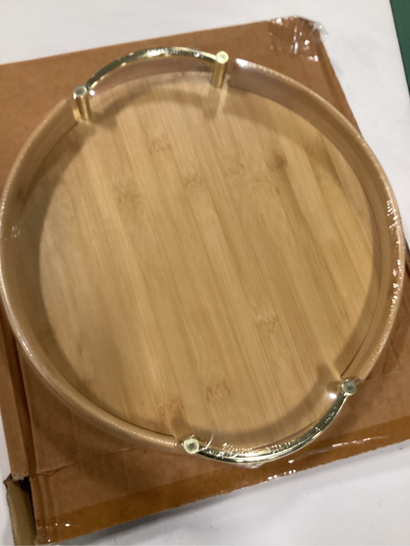 JUPELI 16" x 12" Bamboo Serving Tray with Handles – Marble Pattern Decorative Rectangle Tray for Coffee Table, Kitchen, Vanity, Bathroom, or Ottoman – Perfect for Bread Food Fruit Display & Storage 1 PACK-Rectangular