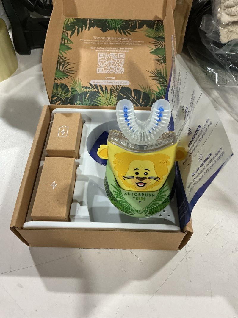 Condition photo showing Good Condition for autobrush kids electric toothbrush – only ada accepted u-shaped toothbrush, clinically proven up to 5.1x better cleaning, 30 seconds, full-mouth 360 coverage, led lights, music, ages 3-5, lion 1 count (pack of 1) lion ages 3-5