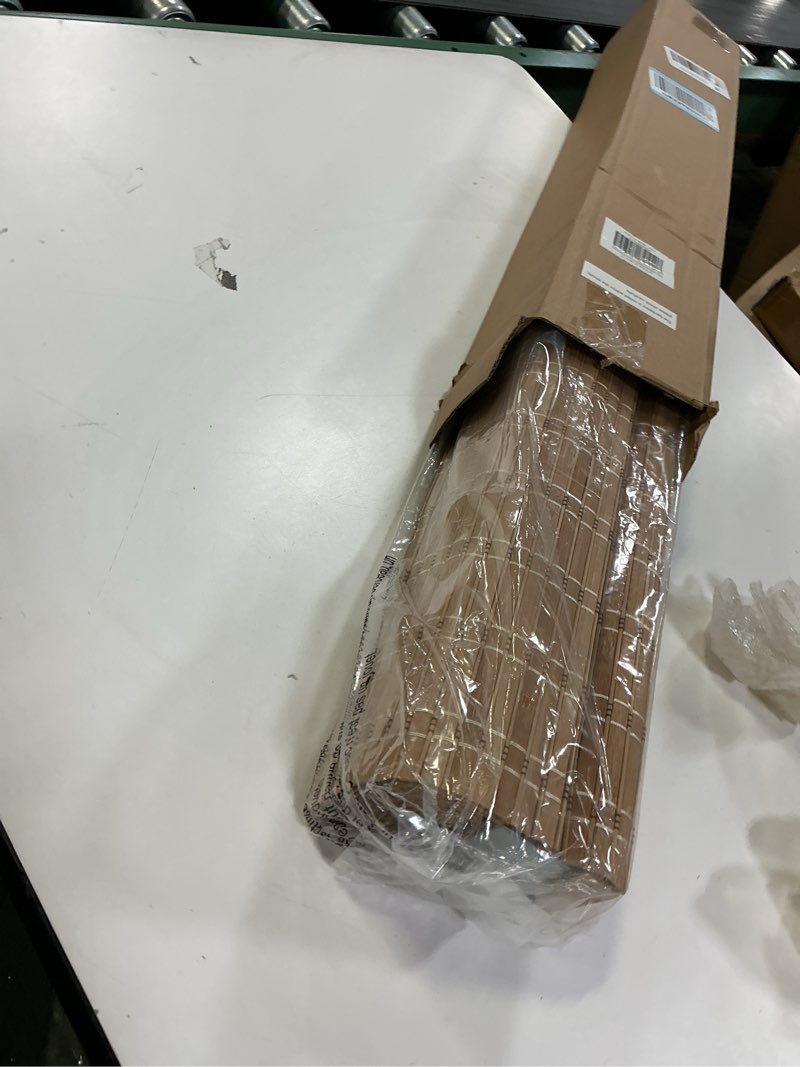 Condition photo showing Good Condition for LazBlinds No Tools No Drill Cordless Bamboo Roman Shades, Light Filtering Window Treatment, Roll Up Bamboo Blinds for Windows 28'' W x 72'' H, Brown Light Filtering-brown206 28" W x 72" H